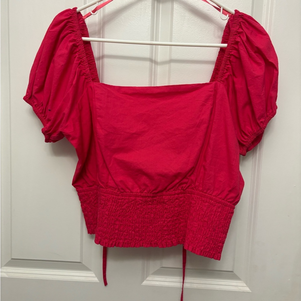 Pink Puff Sleeve Women's Top